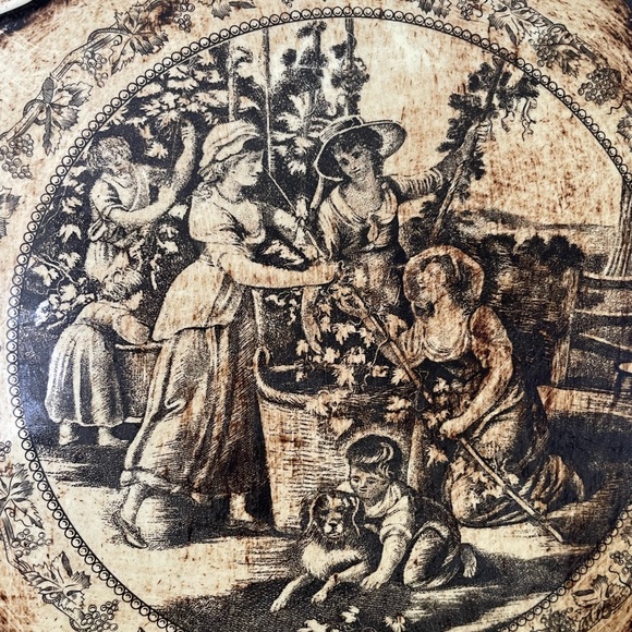 Antique Prints Of Wine Drinking And Culture/ Square Decoration Plate - Picture 3 of 8